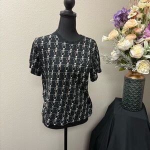 Eighty Eight Brand Black Skeleton Graphic Tee Cotton Short Sleeve Size 14